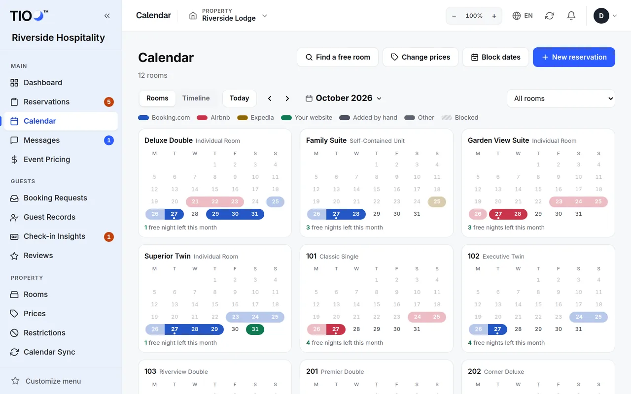 The Calendar, one small month per room