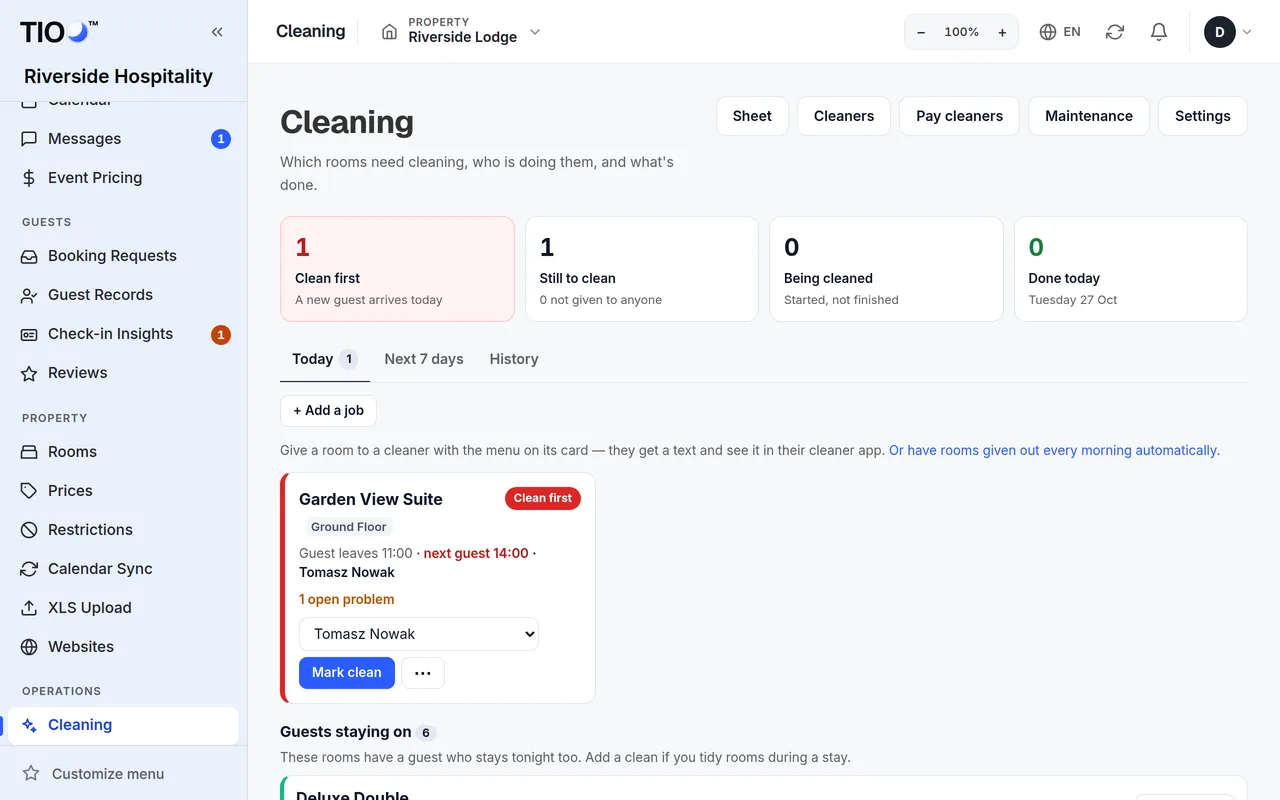 The Cleaning page