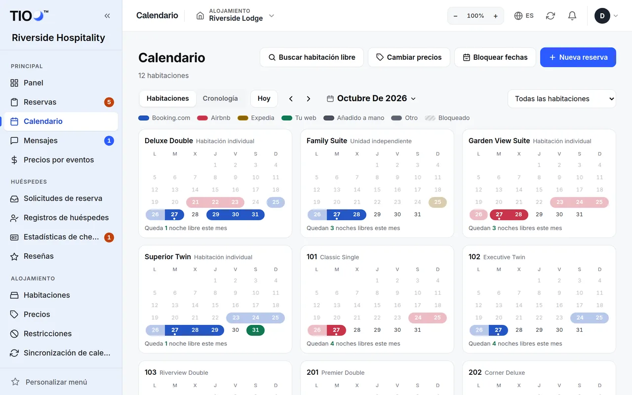 El calendario, un mes pequeño por habitación
