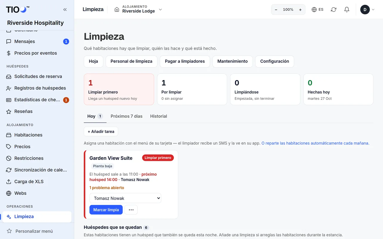 La página de Limpieza